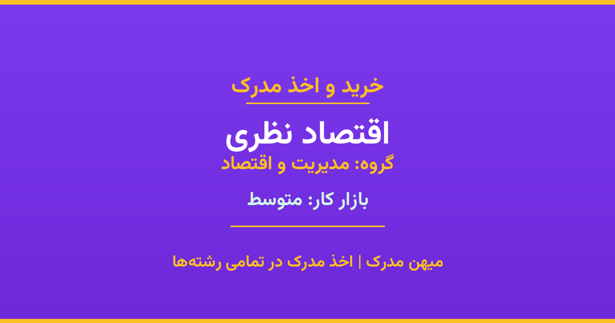 دریافت مدرک تحصیلی رشته اقتصاد نظری در مقاطع مختلف. بازار کار متوسط و فرصت‌های شغلی عالی. مدارک قانونی با مهر رسمی دانشگاه. استعلام آنلاین.