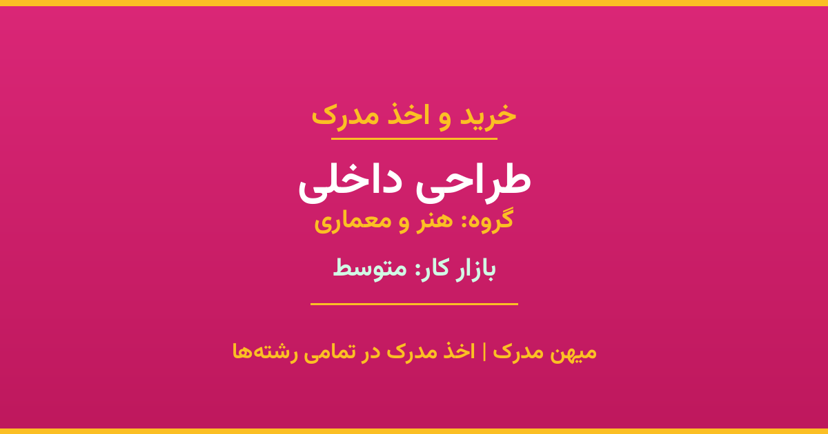 خرید مدرک طراحی داخلی - رشته‌ای از گروه هنر و معماری با تقاضای متوسط در بازار کار. مدارک معتبر و قابل استعلام در تمامی دانشگاه‌های ایران. همین حالا اقدام کنید.