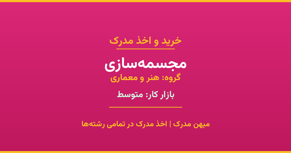 دریافت مدرک تحصیلی رشته مجسمه‌سازی در مقاطع مختلف. بازار کار متوسط و فرصت‌های شغلی عالی. مدارک قانونی با مهر رسمی دانشگاه. استعلام آنلاین.