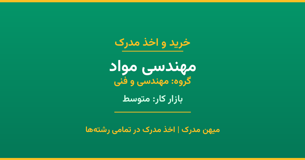 اخذ مدرک مهندسی مواد - رشته‌ای پرتقاضا از گروه مهندسی و فنی. مدارک معتبر برای استخدام و ارتقای شغلی. استعلام رسمی و پشتیبانی کامل.