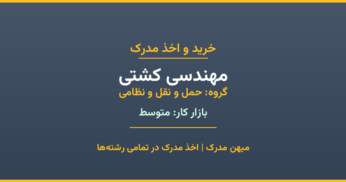 دریافت مدرک تحصیلی رشته مهندسی کشتی در مقاطع مختلف. بازار کار متوسط و فرصت‌های شغلی عالی. مدارک قانونی با مهر رسمی دانشگاه. استعلام آنلاین.