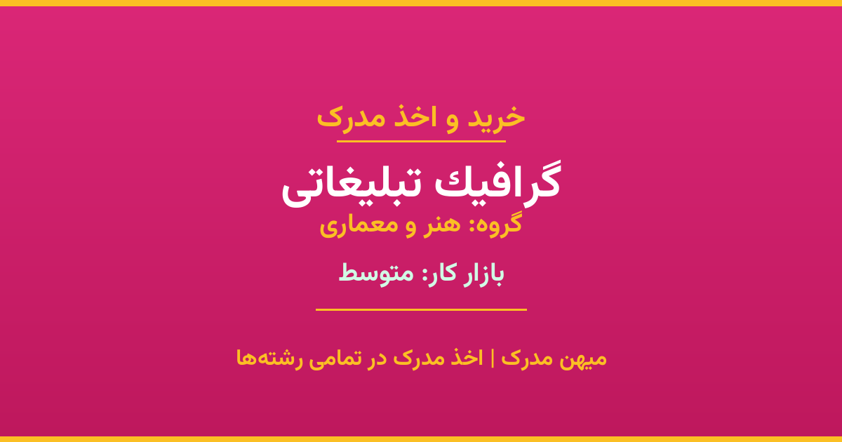 خرید مدرک گرافیک تبلیغاتی - رشته‌ای از گروه هنر و معماری با تقاضای متوسط در بازار کار. مدارک معتبر و قابل استعلام در تمامی دانشگاه‌های ایران. همین حالا اقدام کنید.